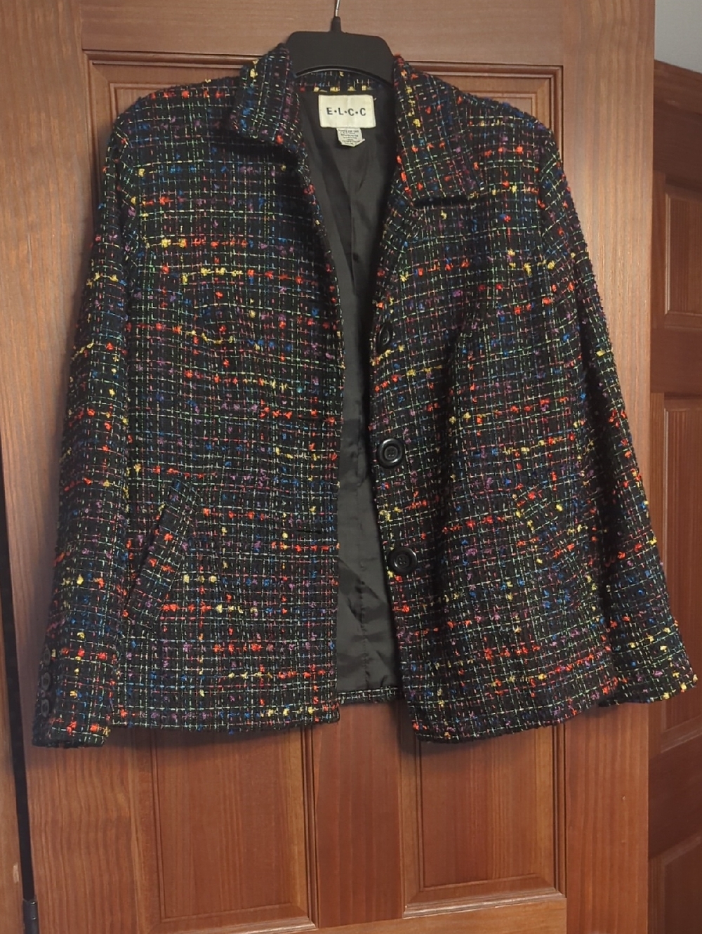 E.L.C.C. Black Tweed Multicolor Fleck Blazer